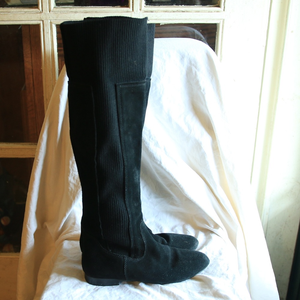 Miz Mooz Black Suede Over/Under the Knee Boot 7.5